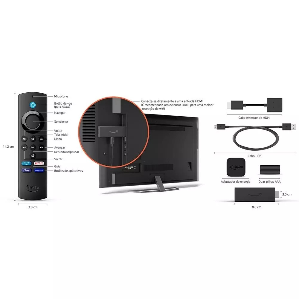 Fire TV Stick Lite 2º Geração | Streaming em Full HD com Alexa | Com Controle Remoto Lite por Voz com Alexa