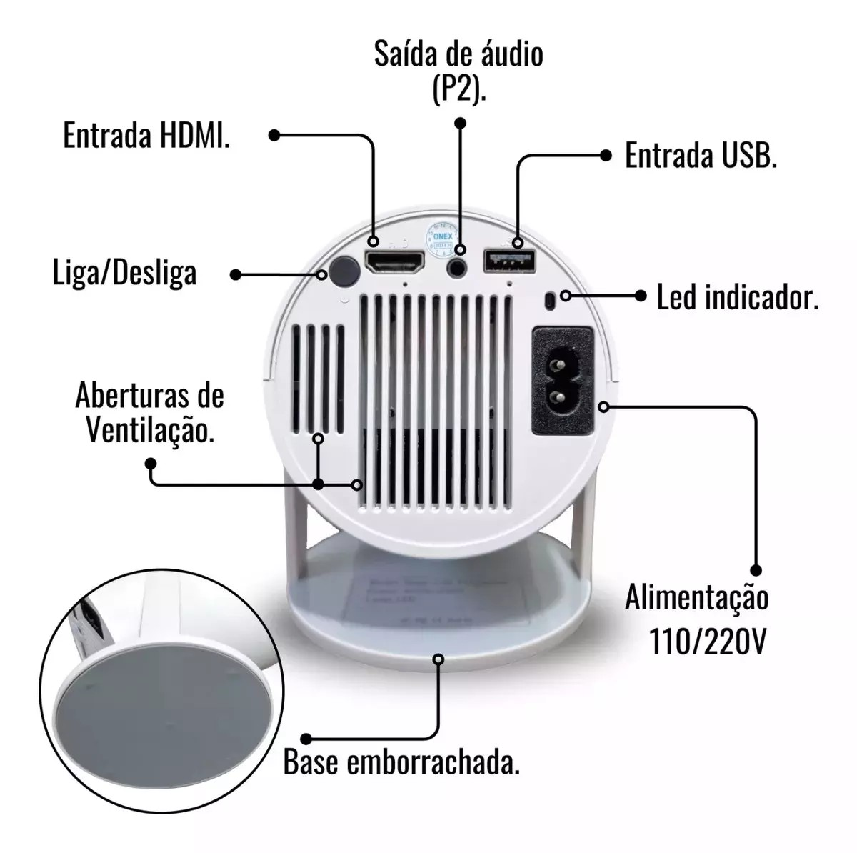 Projetor Hy300 Portátil Ultra HD 110v/220v