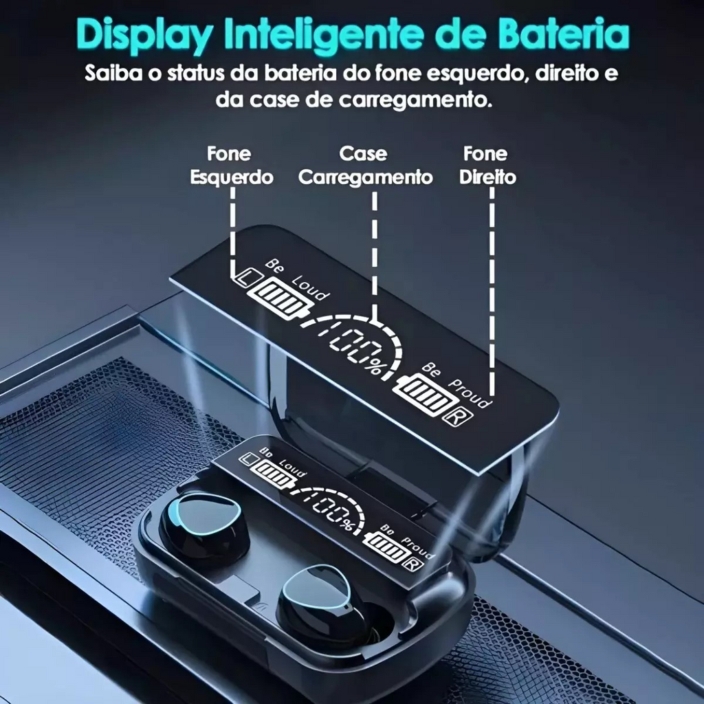 Fone de Ouvido Bluetooth TWS Com POWER BANK