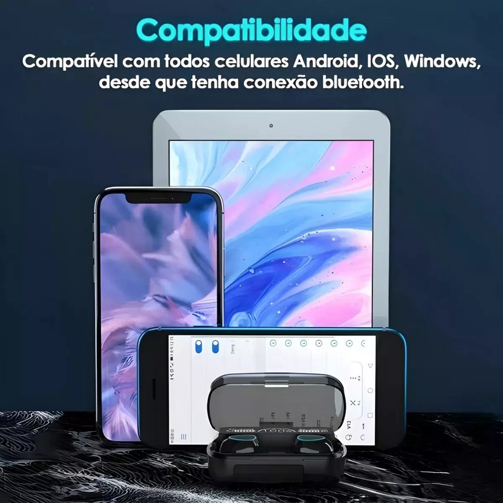 Fone de Ouvido Bluetooth TWS Com POWER BANK